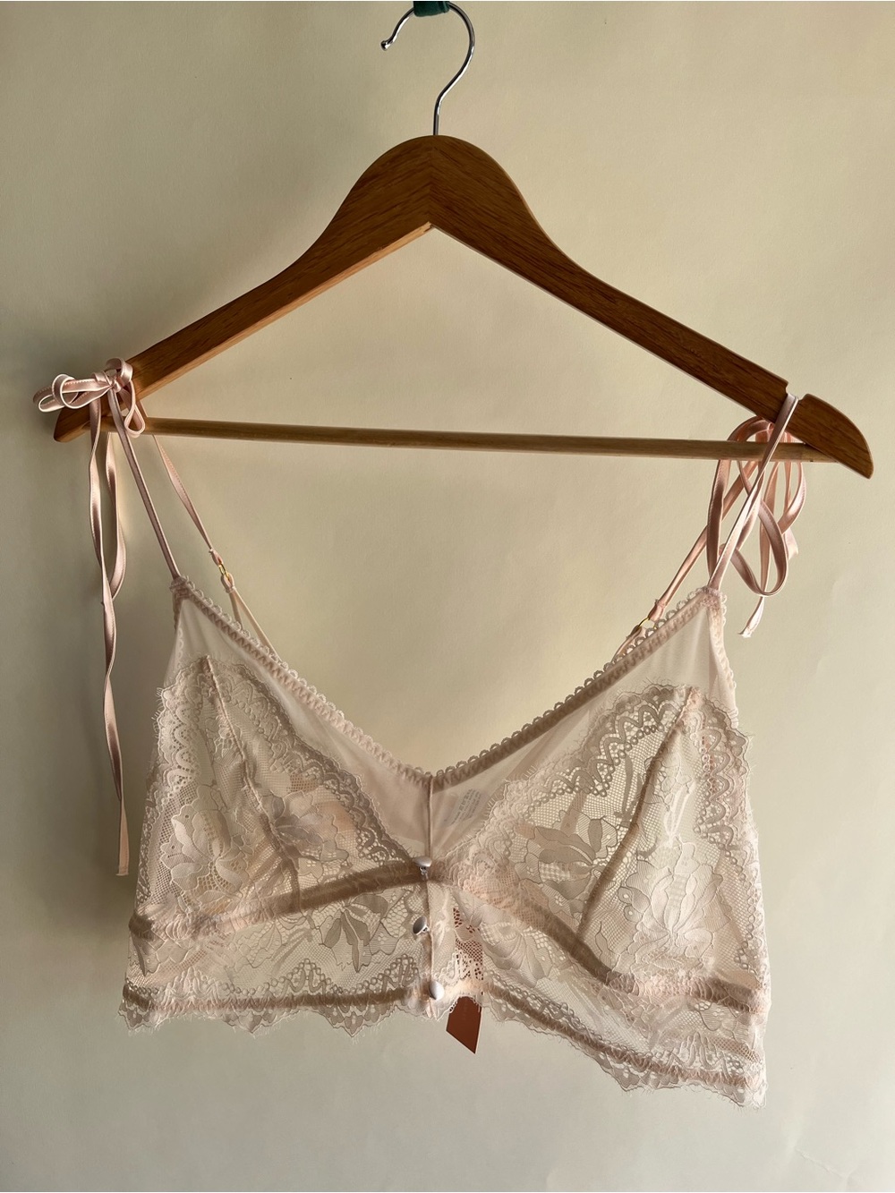 Mentionables Lace & Mesh Button Bralette Champagne Sz 2X Women’s New NWT
